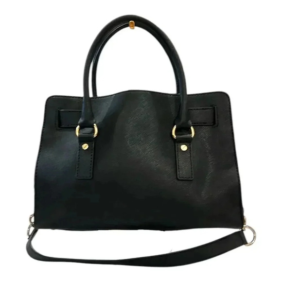 Michael Kors Hamilton Black Leather Satchel Purse EUC - Picture 5 of 7